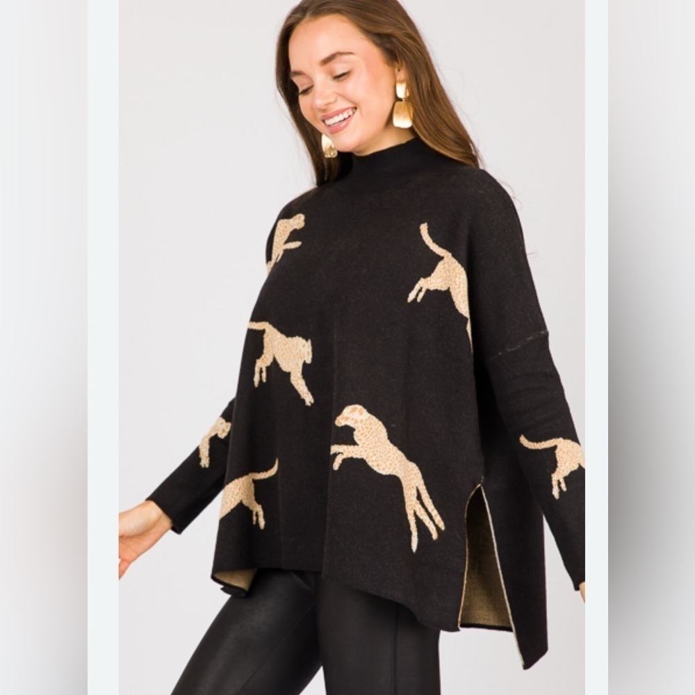 Entro chic Leopard sweater sz S